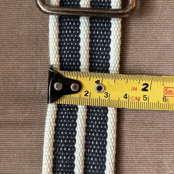 Point Zero Canvas Double Ring Belt Blue Striped - Picture 6 of 6